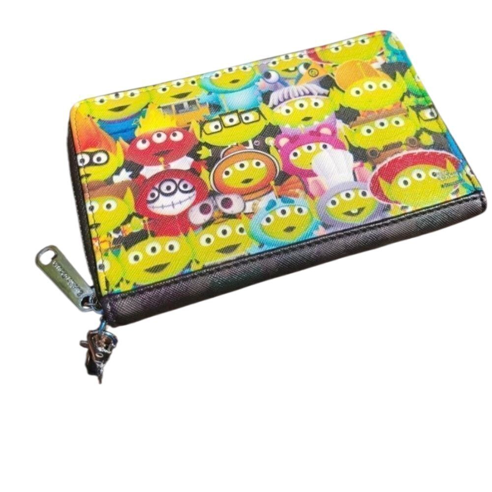 Disney Pixar Ladies Wallet Alien Collage Zip Around Vegan Leather Multicolor